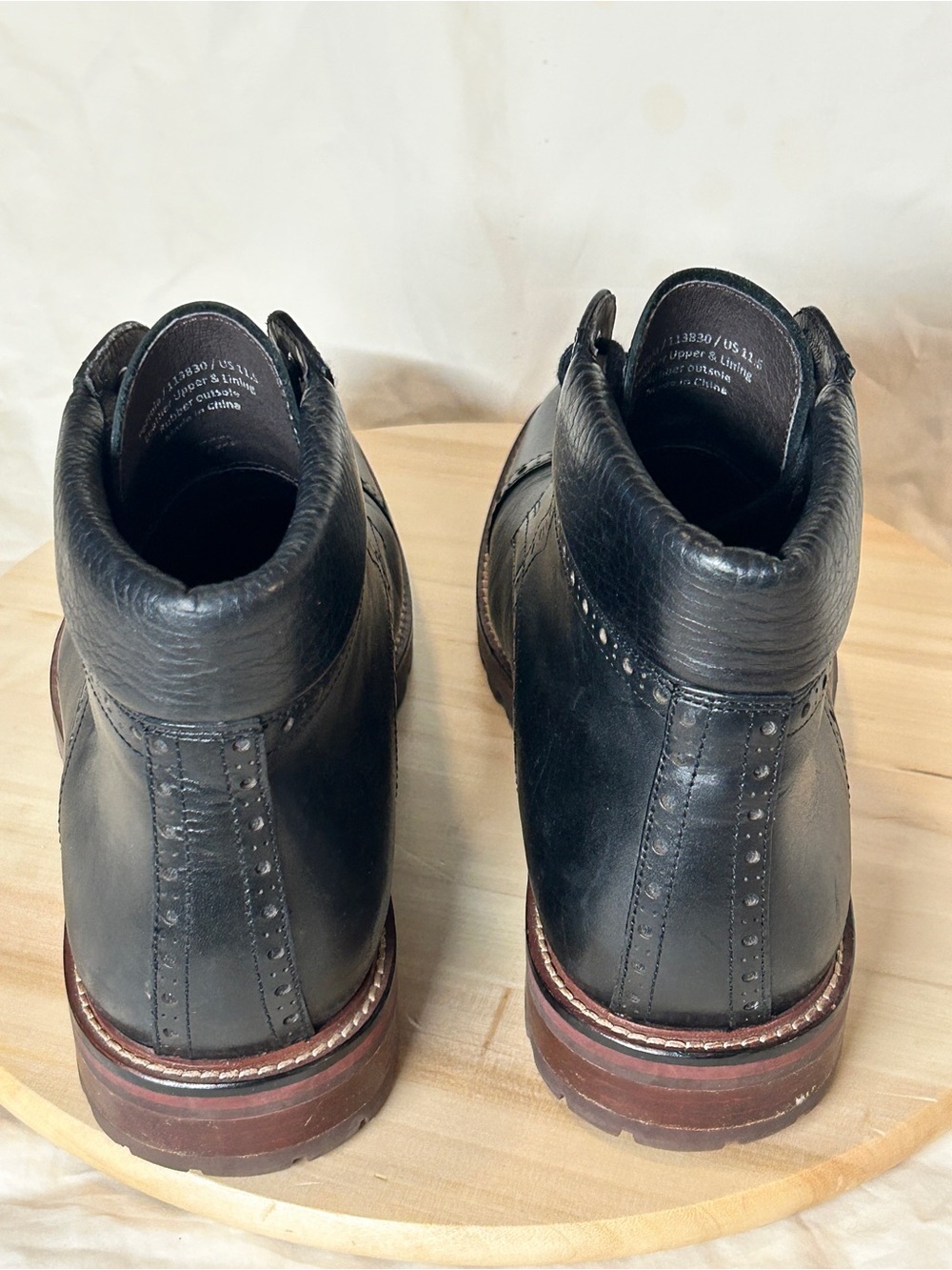 Warfield & Grand Men's Black Leather Cap Toe Lace-Up Ankle Boots US 11.5 - Picture 4 of 9